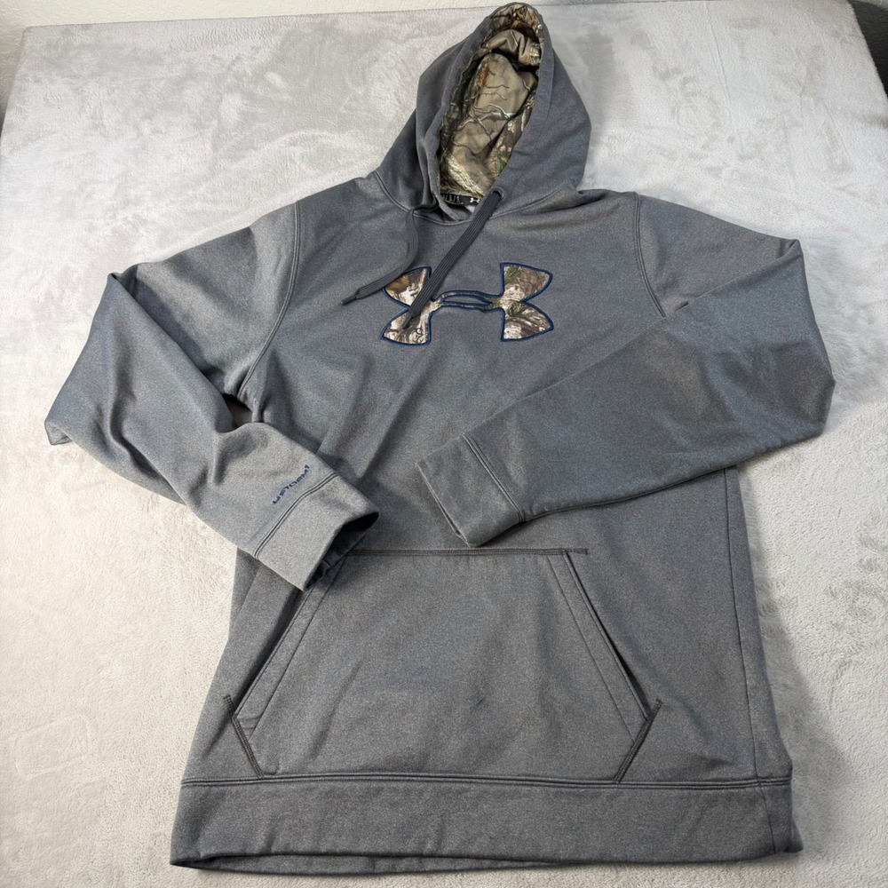 Under Armour Storm1 Camo Logo Hoodie Mens Large Tall Gray Polyester Pullover